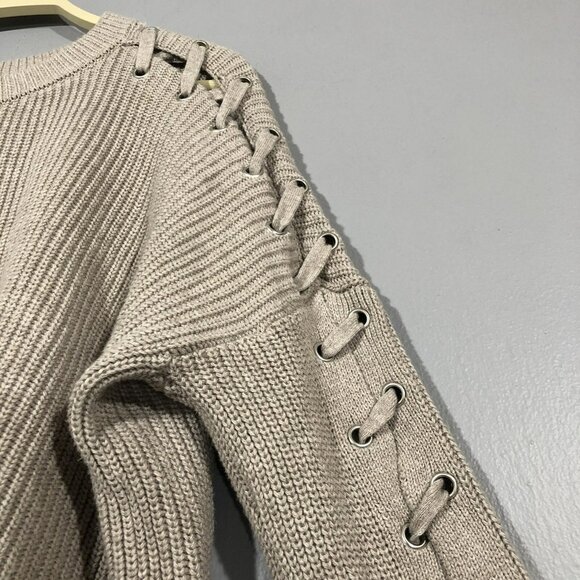 Lush Sweater Women Size S Strappy Laced Hi Low Loose Slouchy Comfy Relax Hipster - Picture 7 of 12